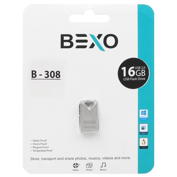 فلش مموری BEXO USB2.0 مدل B-308 ظرفیت 16GB - نقره ای (گارانتی داده پردازی آواتک)