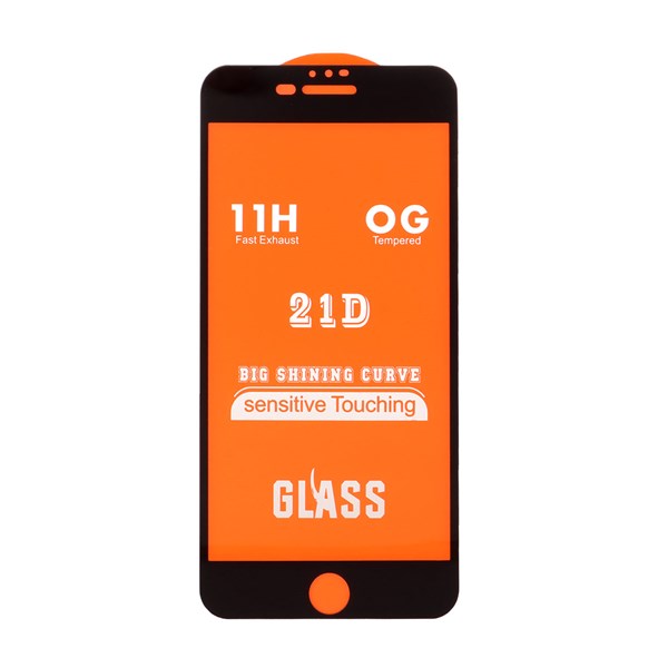 محافظ صفحه نمایش شیشه ای iPhone 6 Plus / 6S Plus / 7 Plus / 8 Plus - Full Cover 21D - (بدون پک) -مشکی