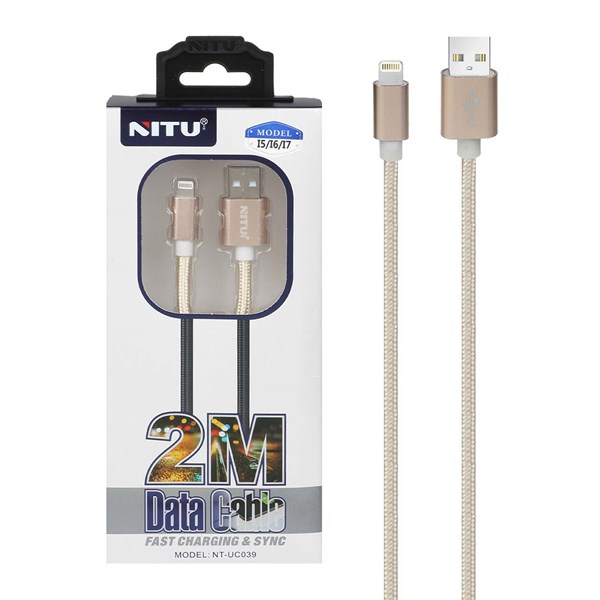 کابل شارژ 2 متری آیفون NITU مدل UC039 - طلایی (گارانتی 18 ماه تعویض نیکان همراه)