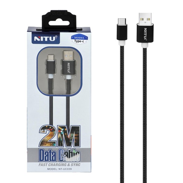 کابل شارژ 2 متری NITU Type-C مدل UC039 - مشکی (گارانتی 18 ماه تعویض نیکان همراه)