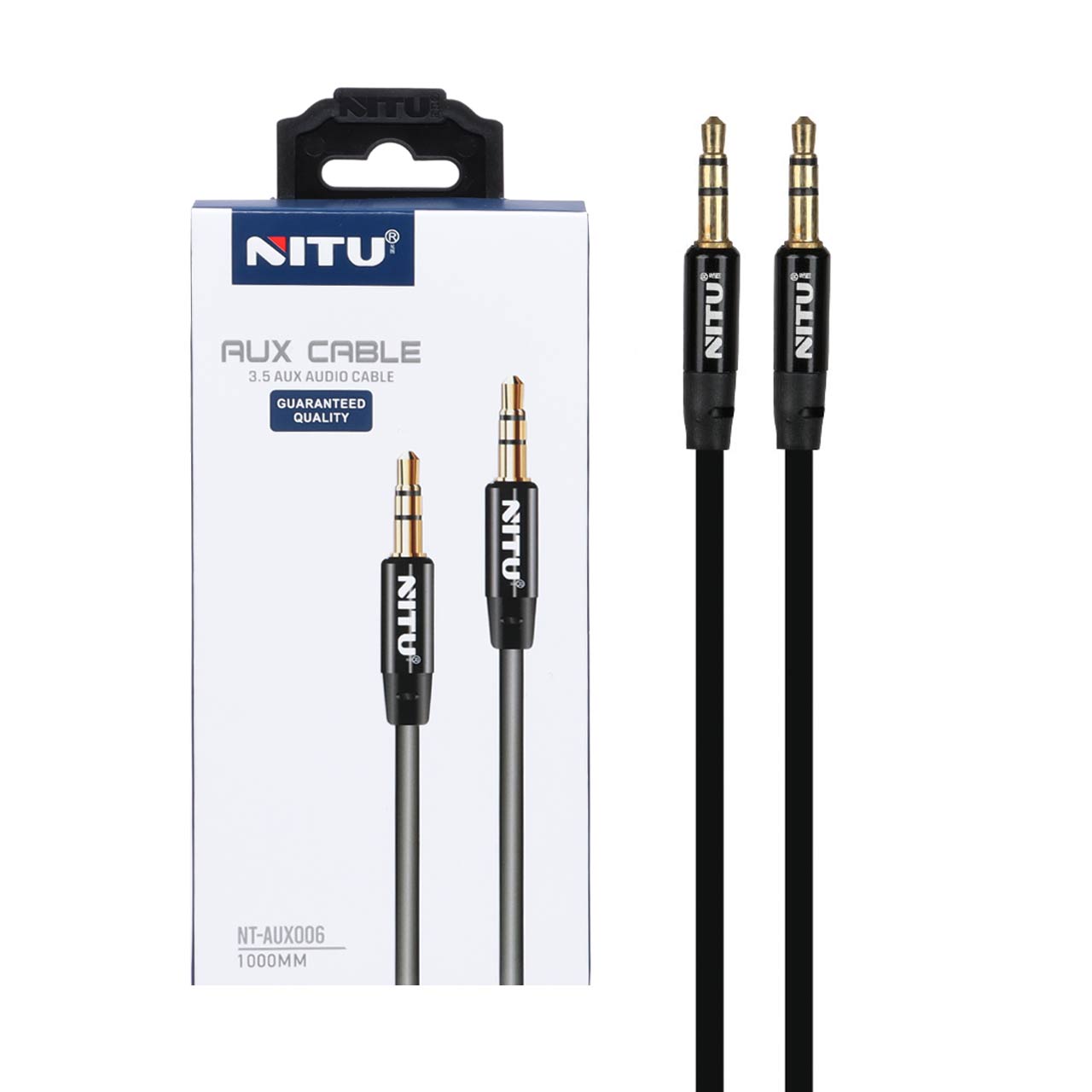 کابل صدا 1 متری NITU AUX مدل 006 - مشکی (گارانتی 18 ماه تعویض نیکان همراه)