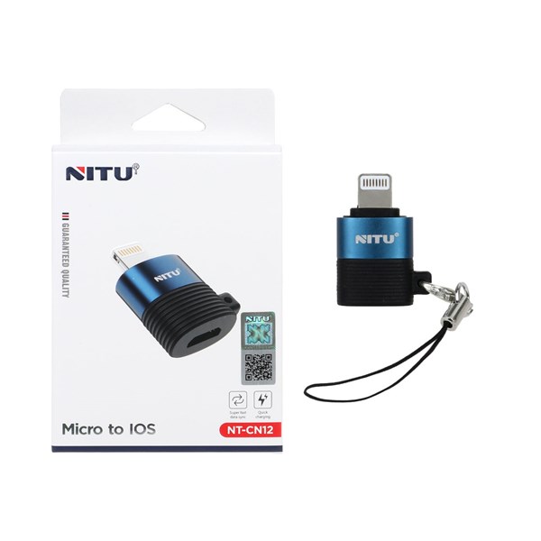 تبدیل NITU MicroUSB TO Lightning مدل CN12 - مشکی آبی (گارانتی 18 ماه تعویض نیکان همراه)