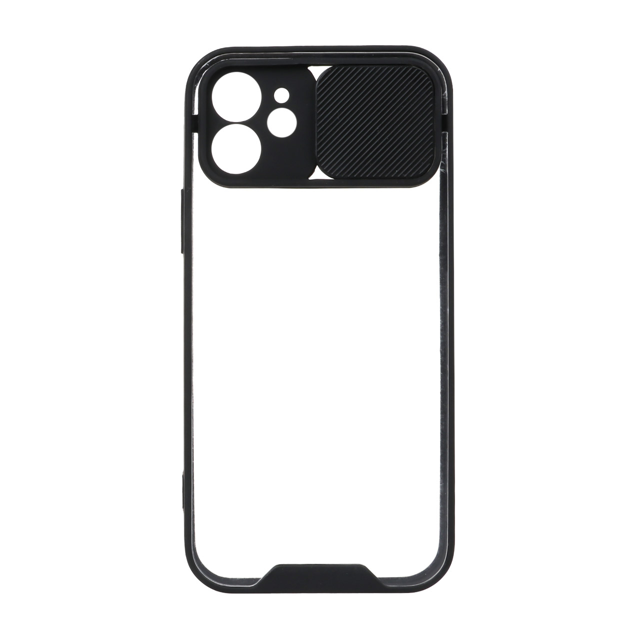 قاب کشویی پشت شفاف محافظ لنزدار Apple iPhone 12 - مشکی
