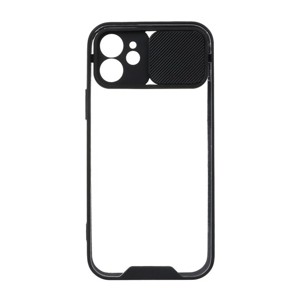 قاب کشویی پشت شفاف محافظ لنزدار Apple iPhone 12 - مشکی