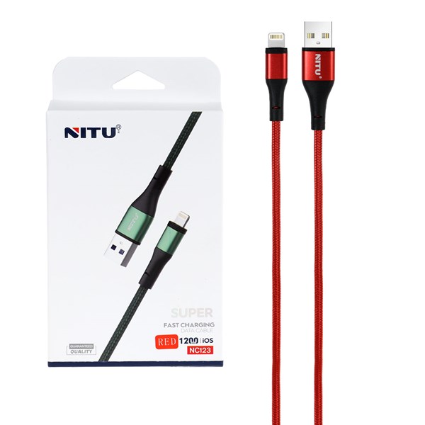 کابل شارژ فست آیفون NITU مدل NC123 - قرمز (گارانتی 18 ماه تعویض نیکان همراه)
