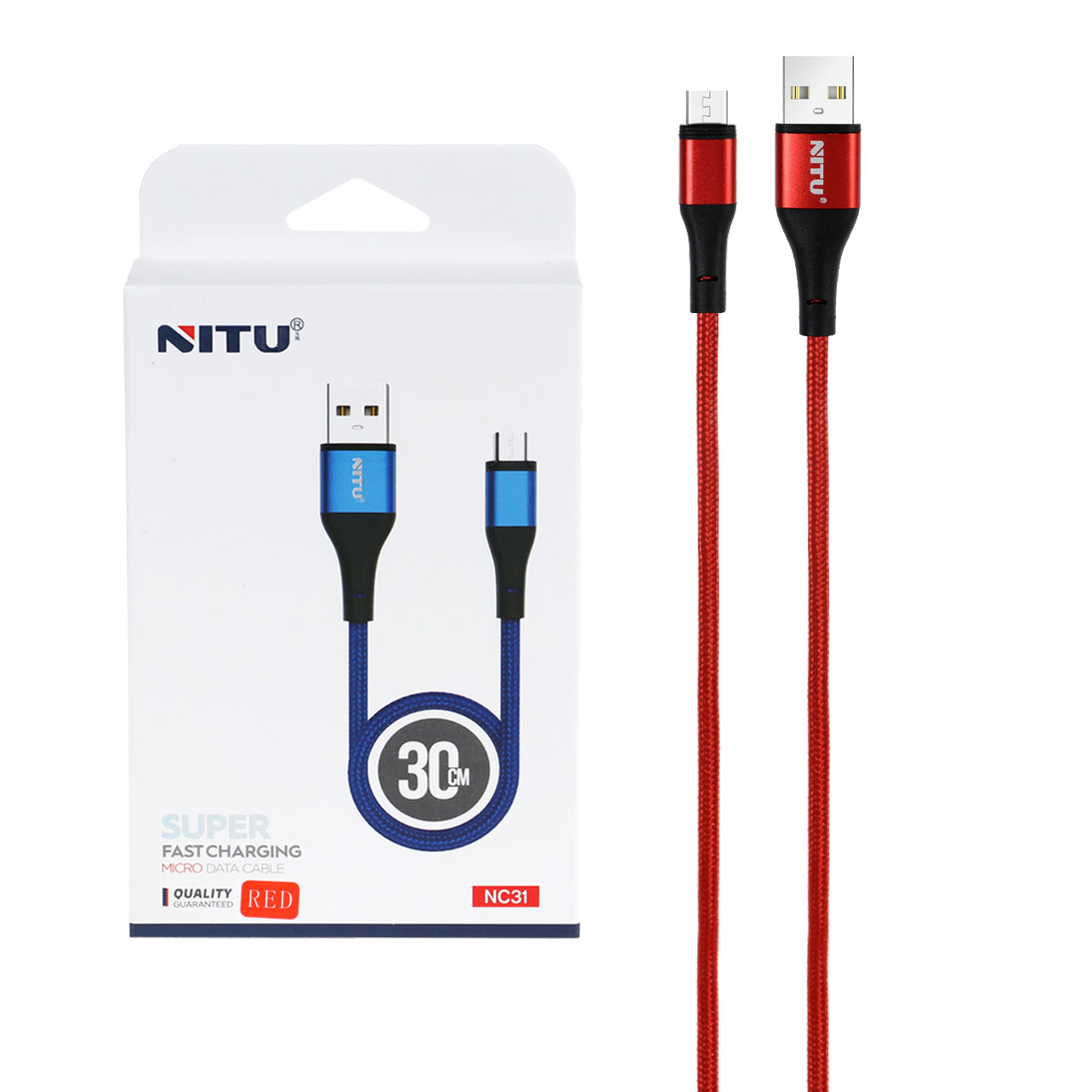 کابل شارژ پاوربانک فست اندروید NITU مدل NC31 - قرمز (گارانتی 18 ماه تعویض نیکان همراه)