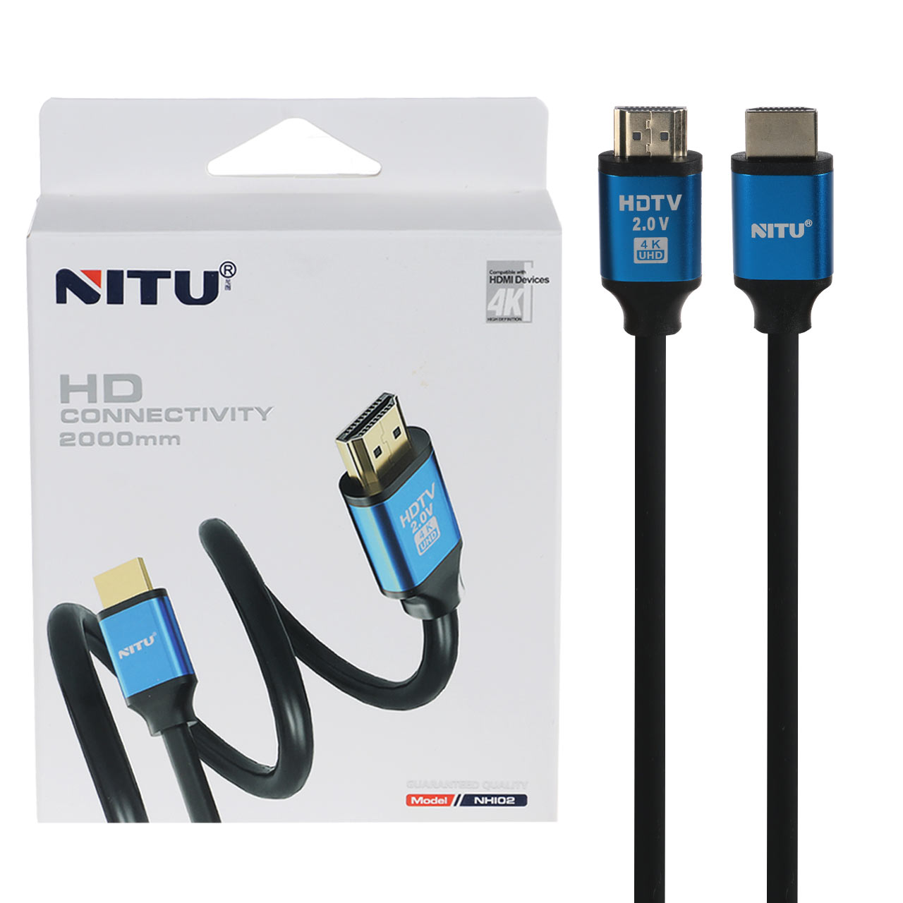 کابل 2 متری NITU HDMI مدل NHI02 - مشکی (گارانتی 18 ماه تعویض نیکان همراه)