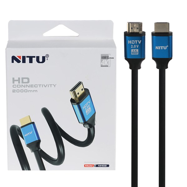 کابل 2 متری NITU HDMI مدل NHI02 - مشکی (گارانتی 18 ماه تعویض نیکان همراه)