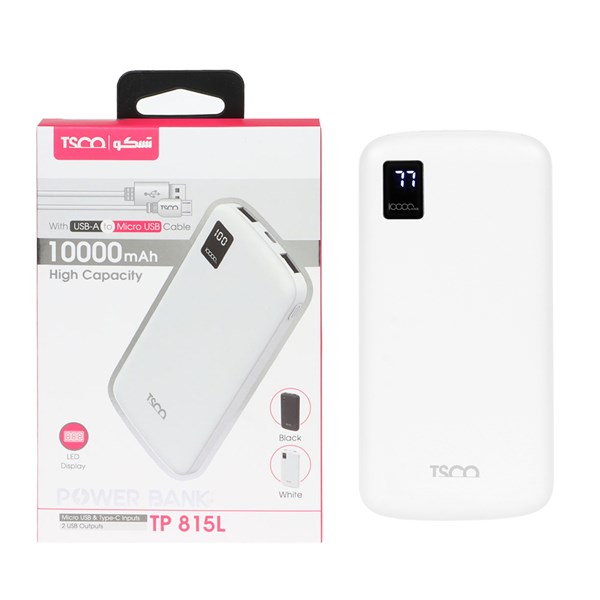 پاوربانک TSCO 10W 10000mAh با کابل اندروید مدل TP 815L- سفید