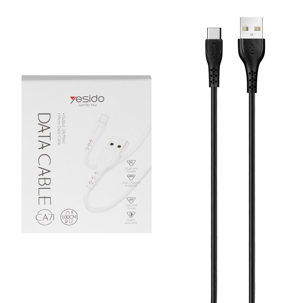 کابل شارژ فست yesido Type-C مدل CA71 - مشکی (گارانتی 18 ماه تعویض نیکان همراه)