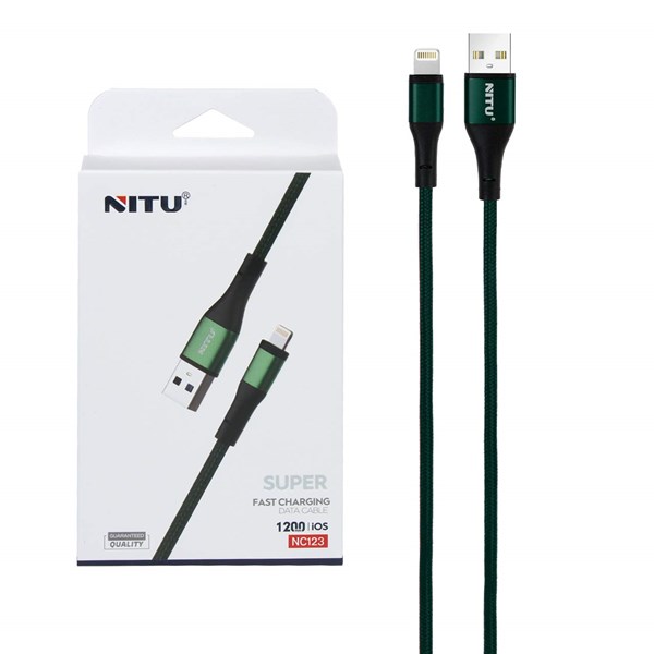 کابل شارژ فست آیفون NITU مدل NC123 - سبز (گارانتی 18 ماه تعویض نیکان همراه)