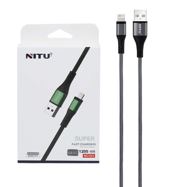 کابل شارژ فست آیفون NITU مدل NC123 - خاکستری (گارانتی 18 ماه تعویض نیکان همراه)