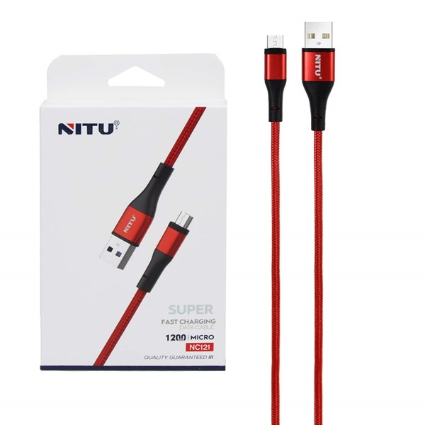کابل شارژ و دیتا فست 1.2متری  کنفی اندروید NITU مدل NC121 - قرمز (گارانتی 18 ماه تعویض نیکان همراه)