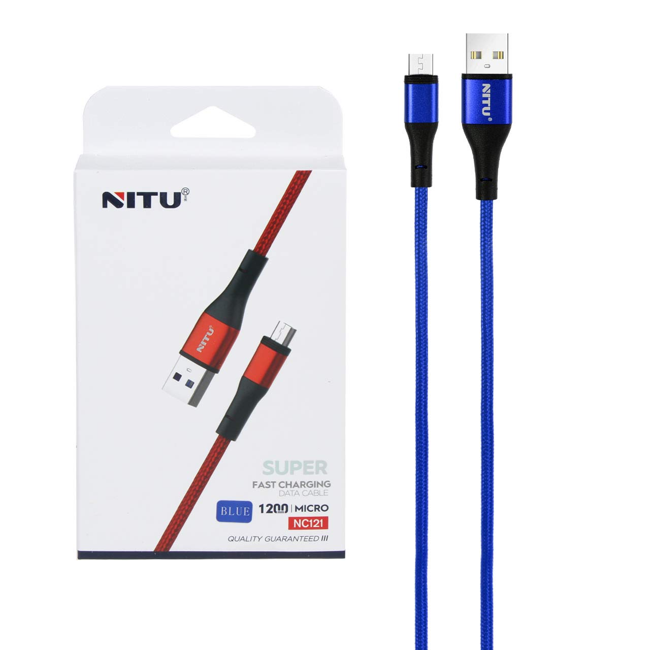 کابل شارژ فست اندروید NITU مدل NC121 - آبی (گارانتی 18 ماه تعویض نیکان همراه)