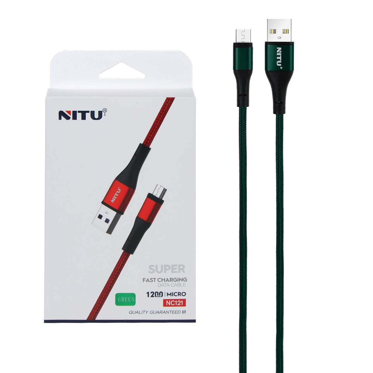 کابل شارژ فست اندروید NITU مدل NC121 - سبز (گارانتی 18 ماه تعویض نیکان همراه)
