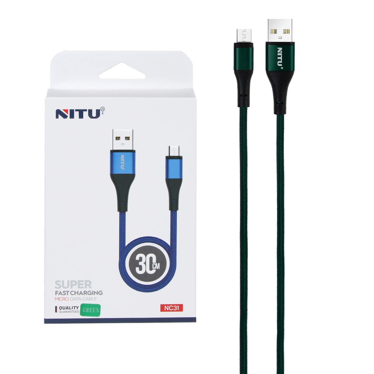کابل شارژ پاوربانک فست اندروید NITU مدل NC31 - سبز (گارانتی 12 ماه تعویض نیکان همراه)