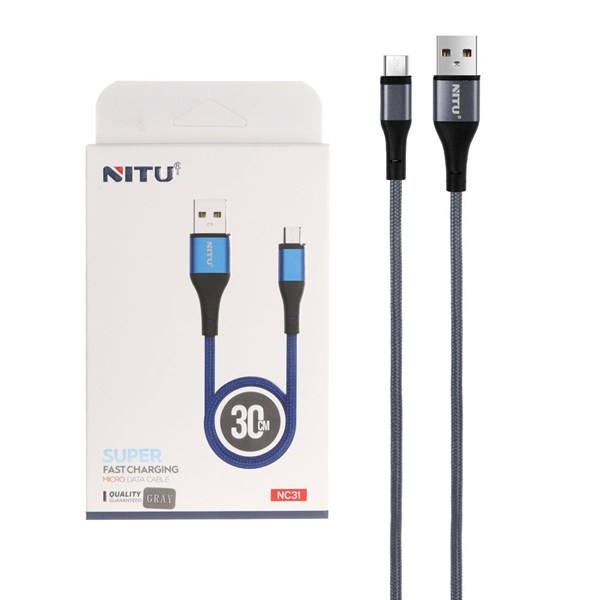 کابل شارژ پاوربانک فست اندروید NITU  مدل NC31 - خاکستری (گارانتی 18 ماه تعویض نیکان همراه)