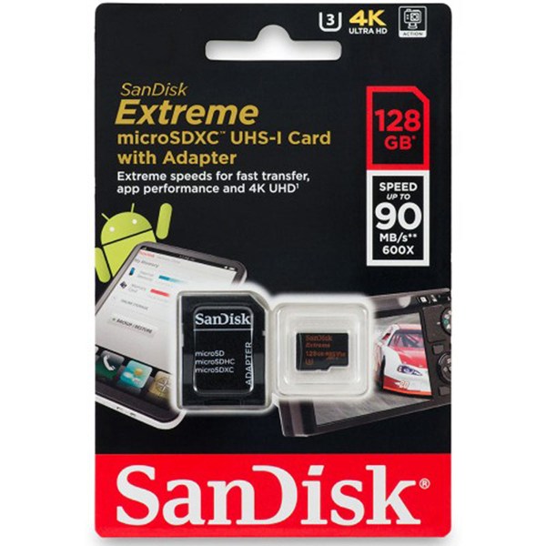 رم میکرو 128 گیگ سن دیسک SanDisk Extreme PRO U3 A1 95MB/s + خشاب