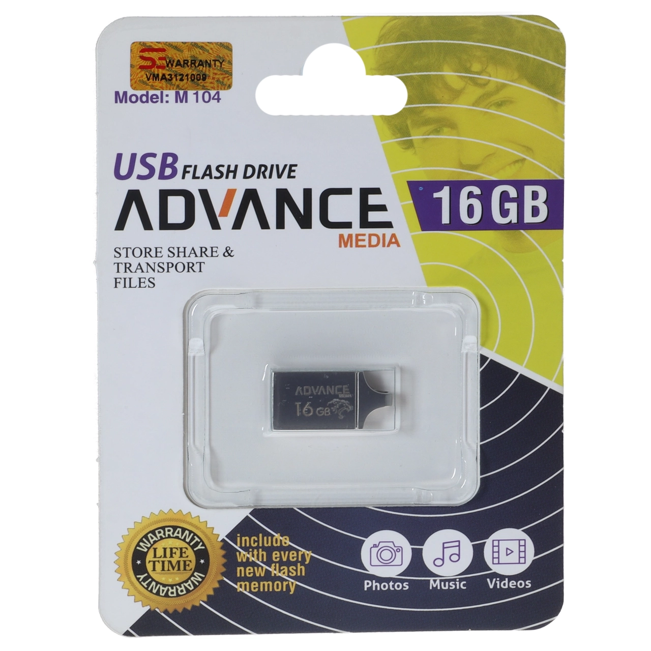 فلش مموری Advance USB2.0 مدل M104 ظرفیت 16GB - نقره ای