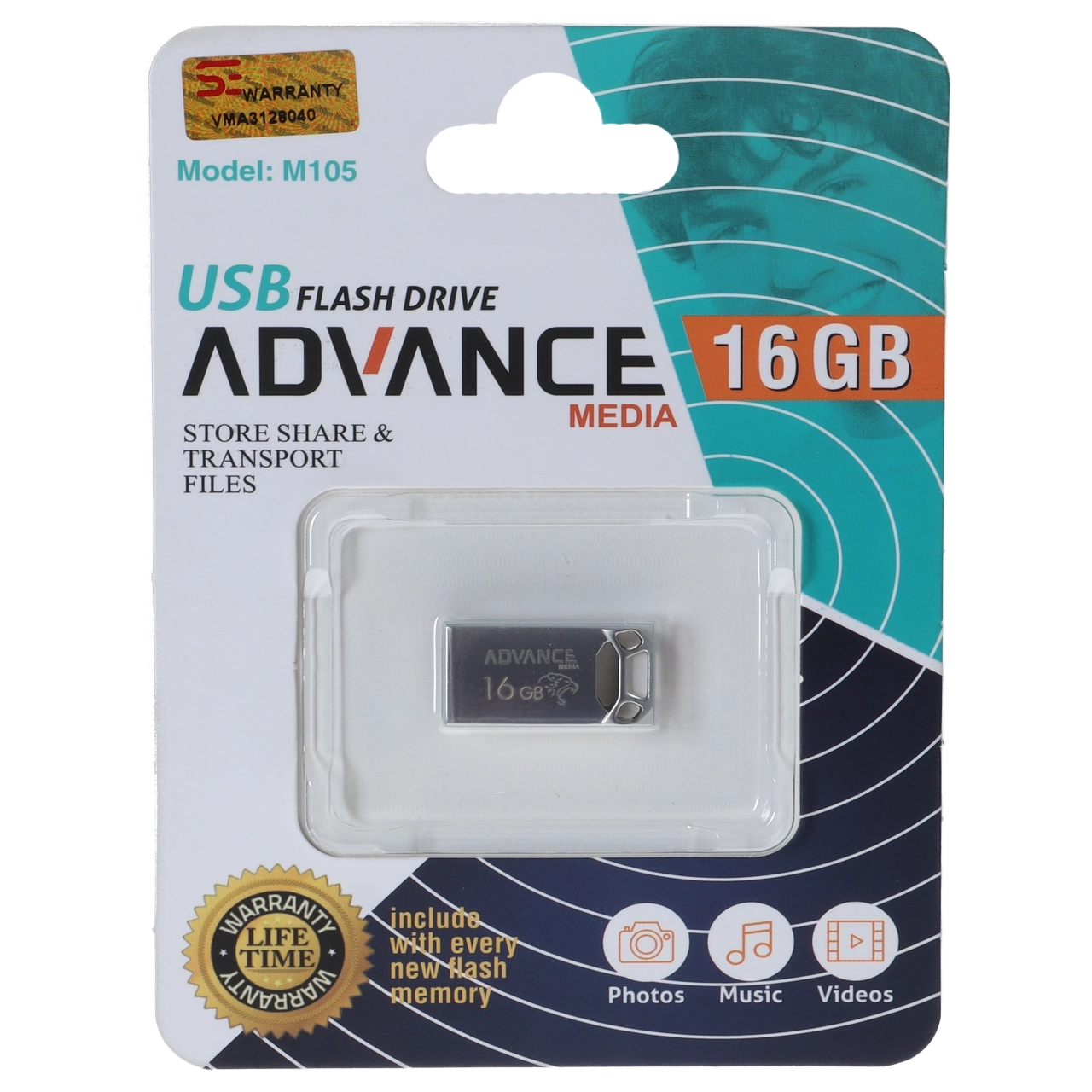 فلش مموری Advance USB2.0 مدل M105 ظرفیت 16GB - نقره ای