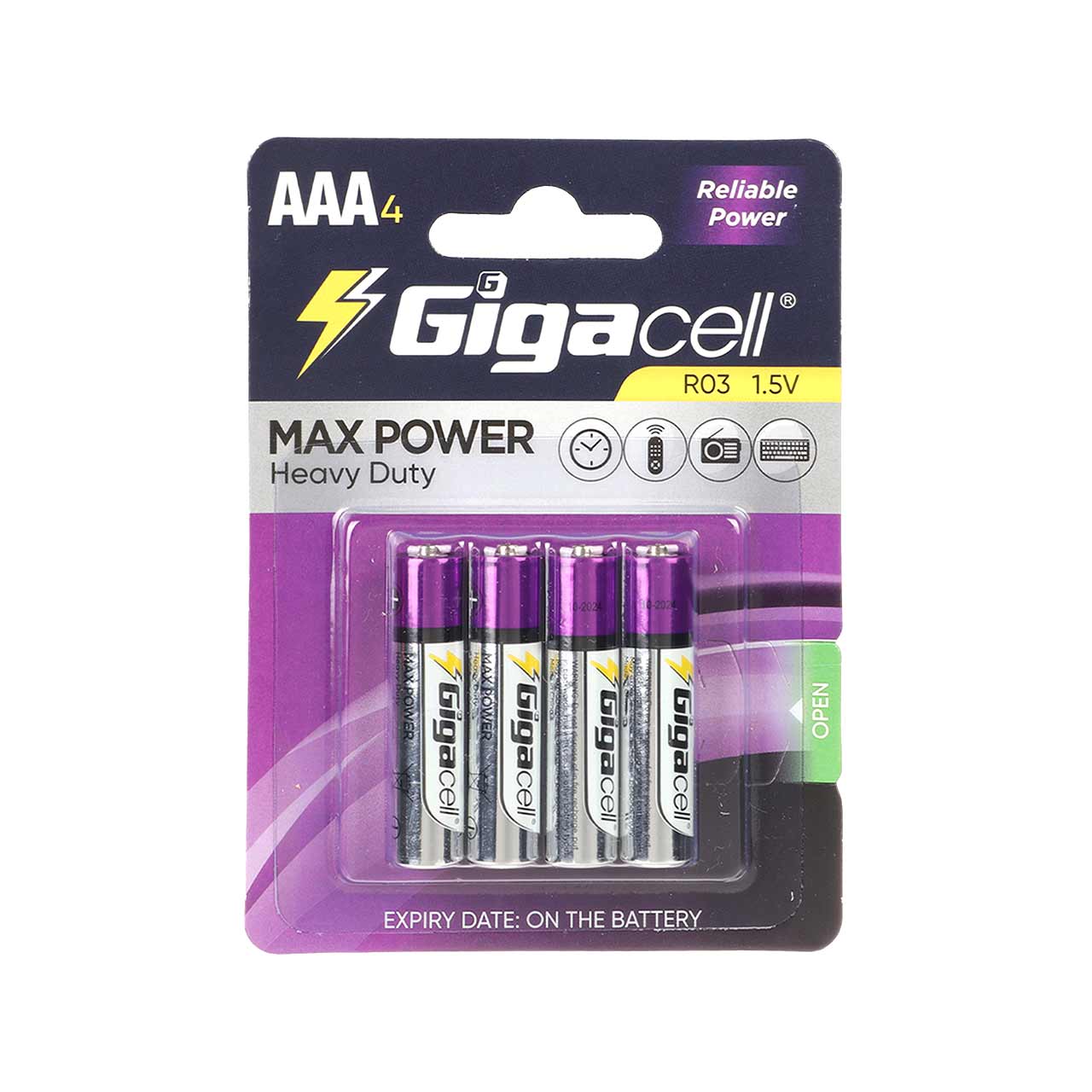 باتری نیم قلمی GigaCell-AAA مدل MAX POWER Heavy Duty R03 - بسته 4 عددی