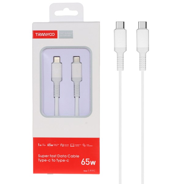 کابل شارژ PD و فست TRANYOO Type-C to Type-C مدل T-P19C - سفید