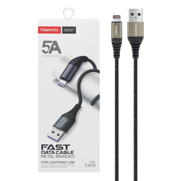 کابل شارژ فست آیفون TRANYOO مدل T-S15I - مشکی