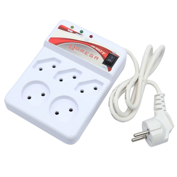 محافظ برق تلویزیون و یخچال و فریزر 5 خانه کلید دار امگا با کابل 1/3 متری