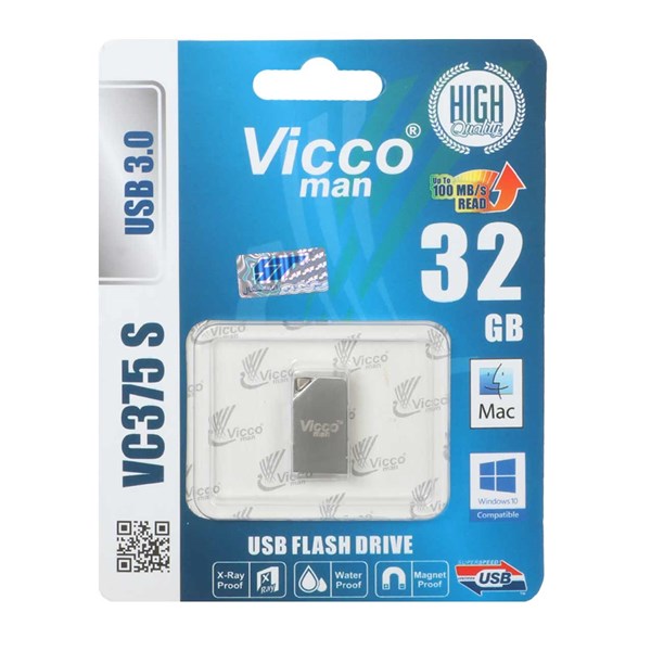 (گارانتی مادام‌العمر رایانه نوین سگال) نقره ای Vicco man VC375 S USB3.0 Flash Memory - 32GB