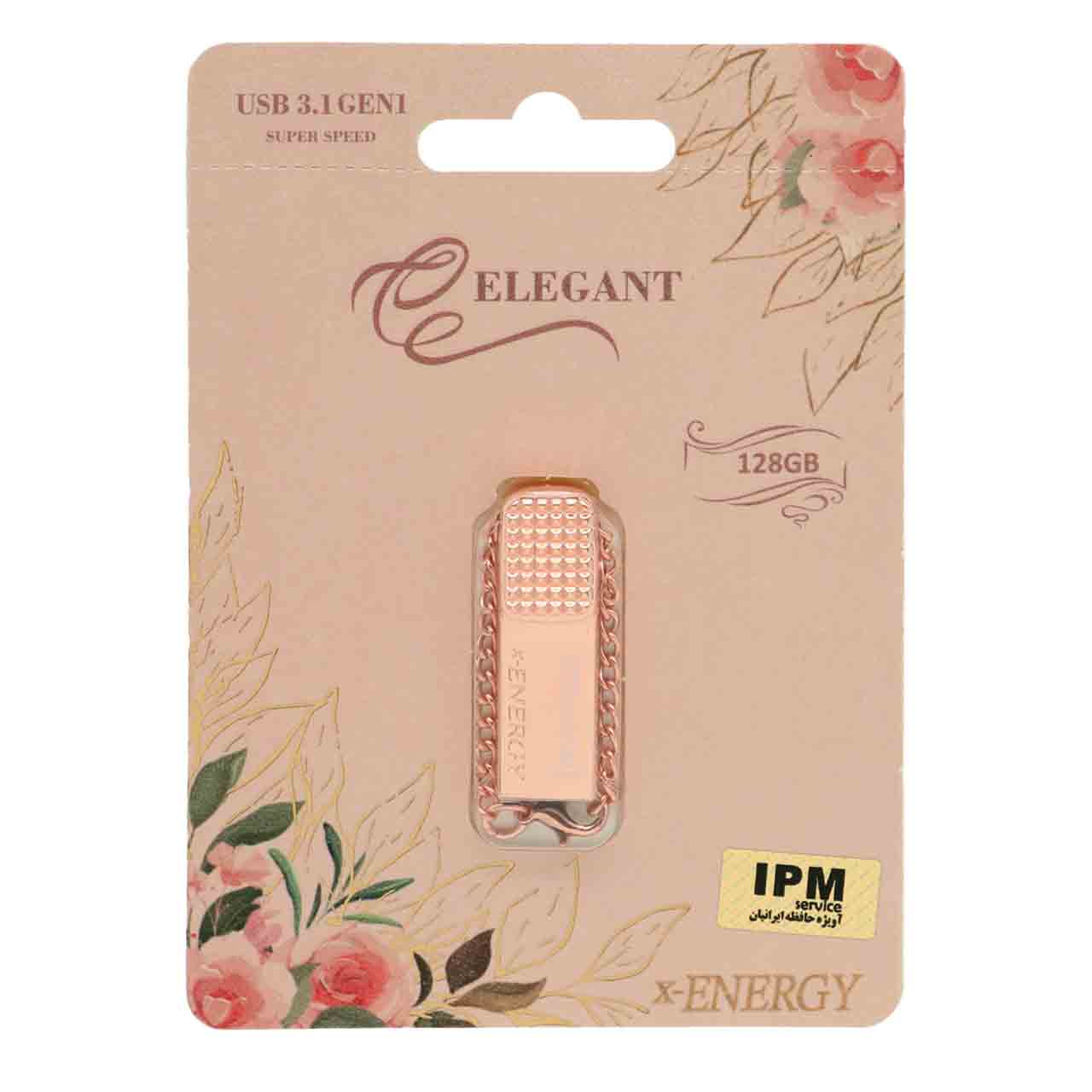 X-ENERGY ELEGANT USB3.1 Flash Memory - 128GB رزگلد (گارانتی مادام العمر IPM)