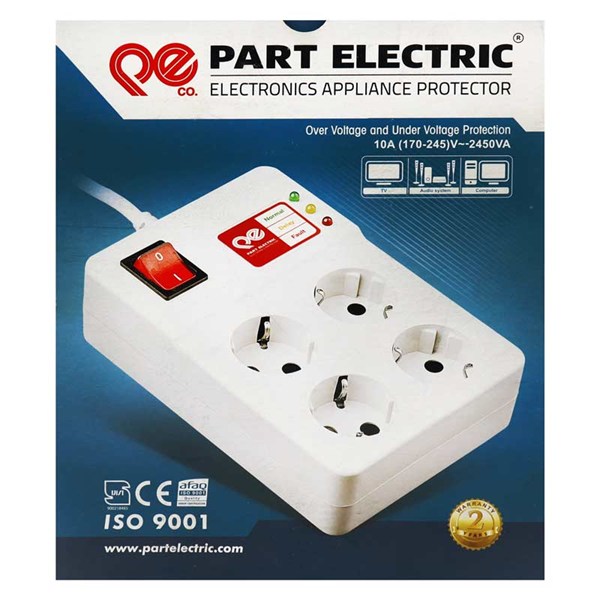 محافظ برق 4 خانه ارت دار پارت الکتریک PE894 با کابل 3 متری