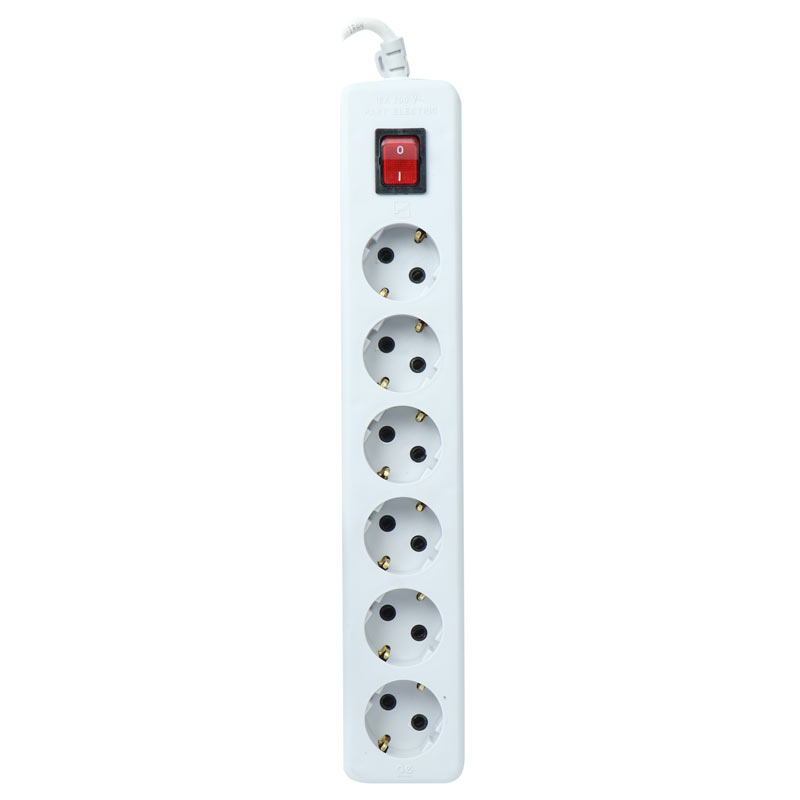 چند راهی 6 خانه ارت دار نیک پارت الکتریک PE986 با کابل 1/8 متری
