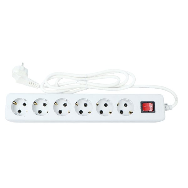 چند راهی 6 خانه ارت دار نیک پارت الکتریک PE986 با کابل 1/8 متری