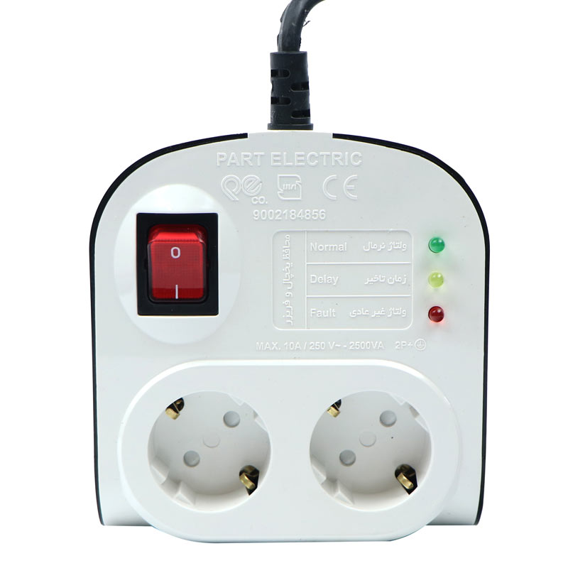 محافظ برق یخچال و فریزر 2 خانه ارت دار پارت الکتریک PE8789 با کابل 3 متری