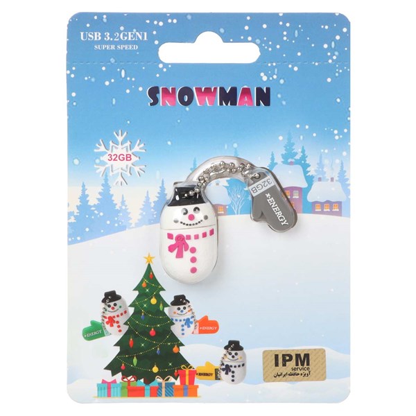 فلش مموری X-ENERGY USB3.2 مدل SNOWMAN عروسکی ظرفیت 32GB - نقره ای (گارانتی مادام العمر IPM)