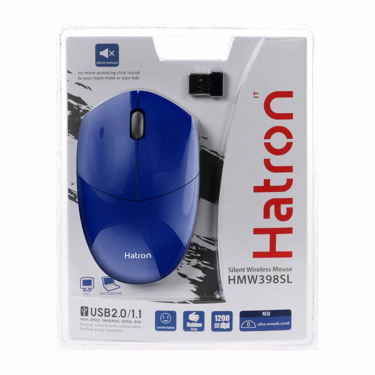 ماوس بی سیم Hatron مدل HMW398SL - آبی