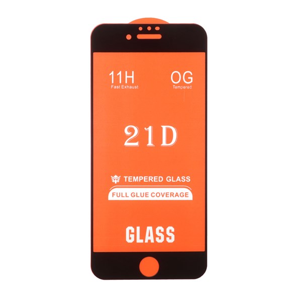 محافظ صفحه نمایش شیشه ای Iphone 6 / 6S / 7 / 8 / SE 2020 / SE 2022 - Full Cover 21D - مشکی (بدون پک)