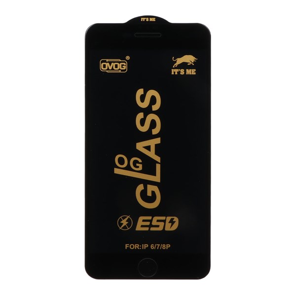 محافظ صفحه نمایش شیشه ای درجه یک Apple iphone 6 Plus / 6S Plus / 7 Plus / 8 Plus - Full Cover OG - ESD OVOG - (بدون پک) - مشکی