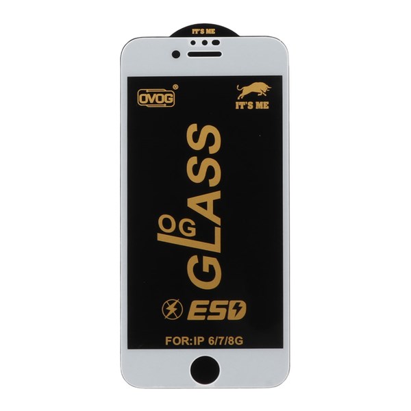 محافظ صفحه نمایش شیشه ای درجه یک Apple iphone 6 / 7 / 8 / SE2020 - Full Cover OG - ESD OVOG - (بدون پک) - سفید