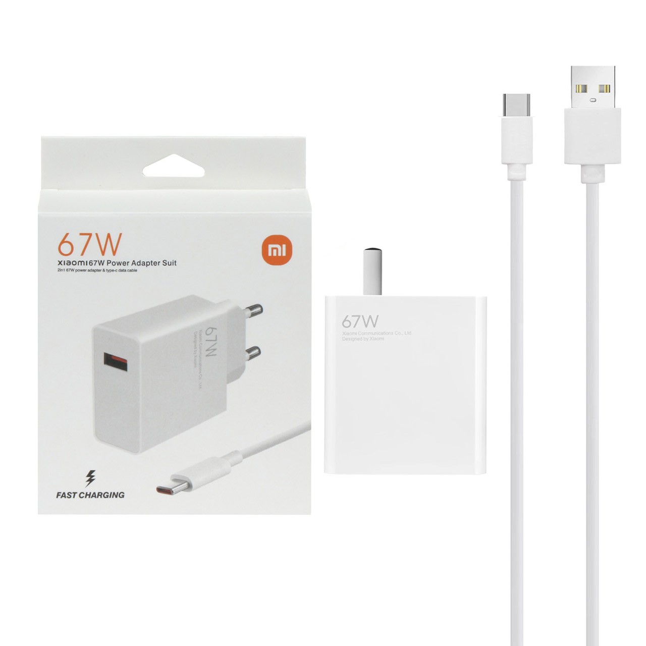 شارژر دیواری 67W فست تک پورت Xiaomi مدل MDY-12-ES به همراه کابل شارژ Type-C - سفید (گارانتی پارتیان پایا)