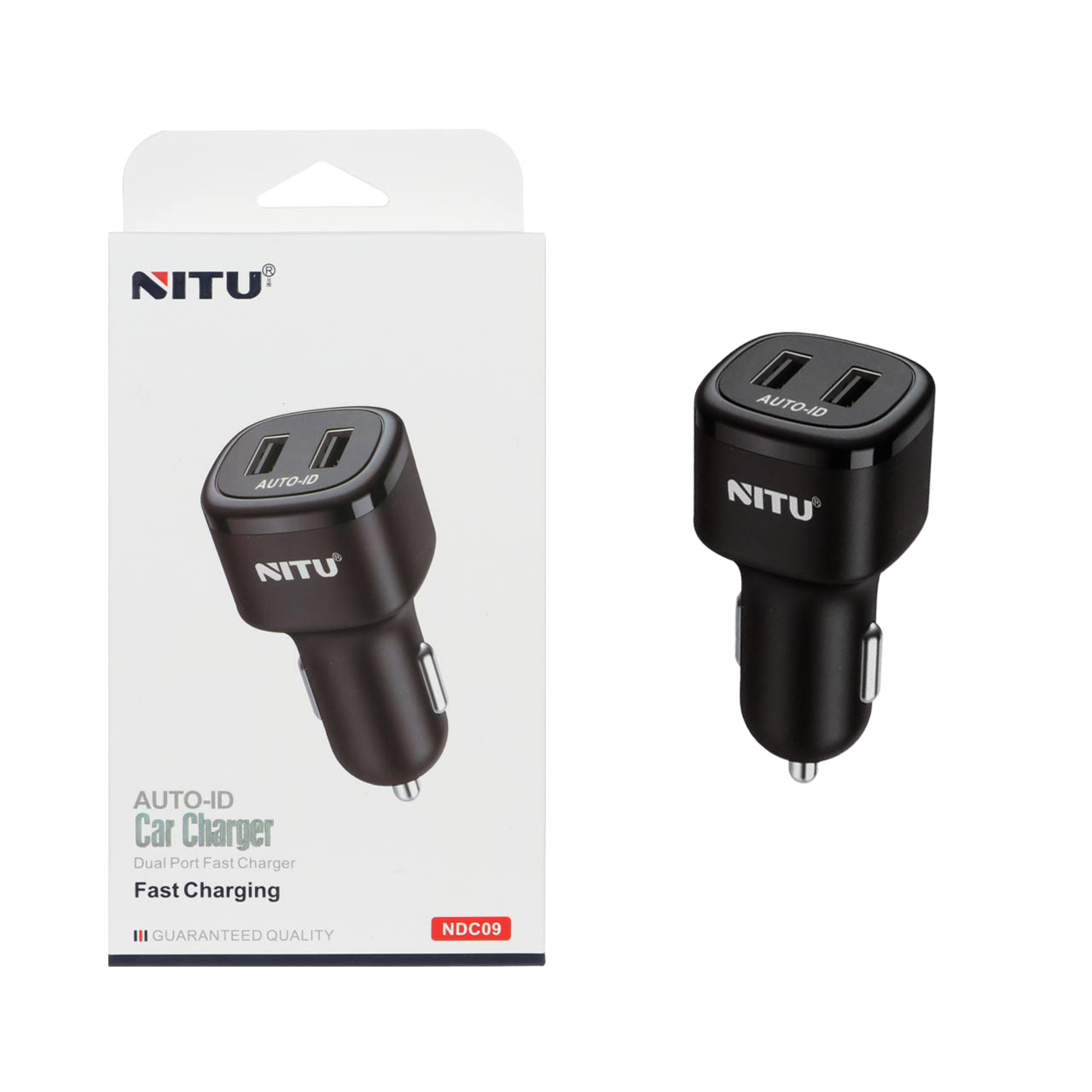 شارژر فندکی 12W فست دو پورت NITU مدل NDC09 - مشکی (گارانتی 18 ماه تعویض نیکان همراه)