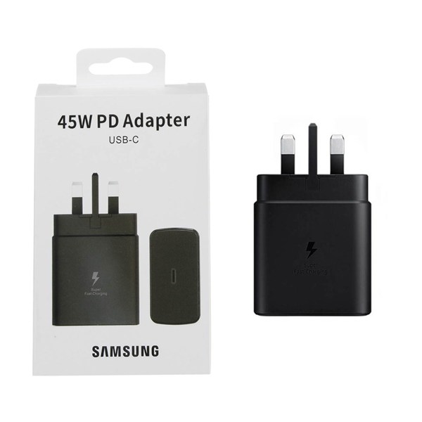 شارژر دیواری سه پین PD و فست تک پورت SAMSUNG Type-C مدل EP-TA845 45W -مشکی