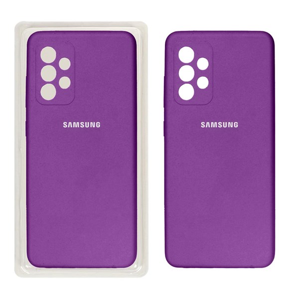قاب سیلیکونی پاک کنی محافظ لنزدار اورجینال Samsung A52/A52S - بنفش (پک اصلی)