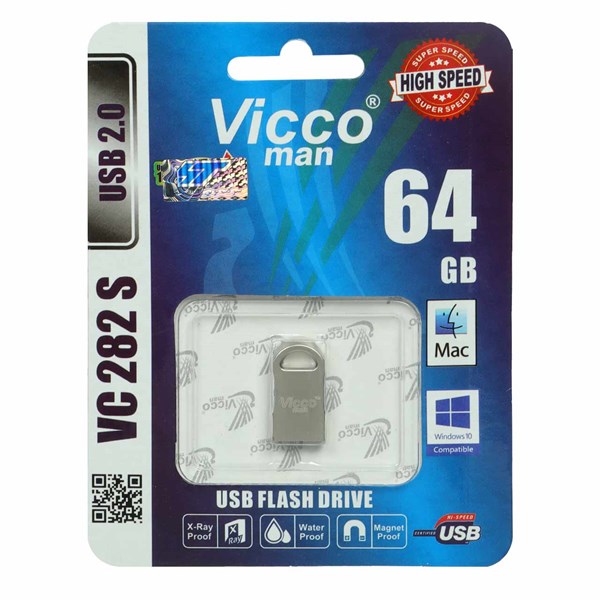 (گارانتی مادام‌العمر رایانه نوین سگال) نقره ای Vicco man VC282 S USB2.0 Flash Memory - 64GB