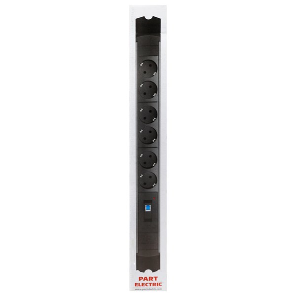چند راهی 6 خانه ارت دار پارت الکتریک PE2253 Rack Mount با کابل 1/8 متری