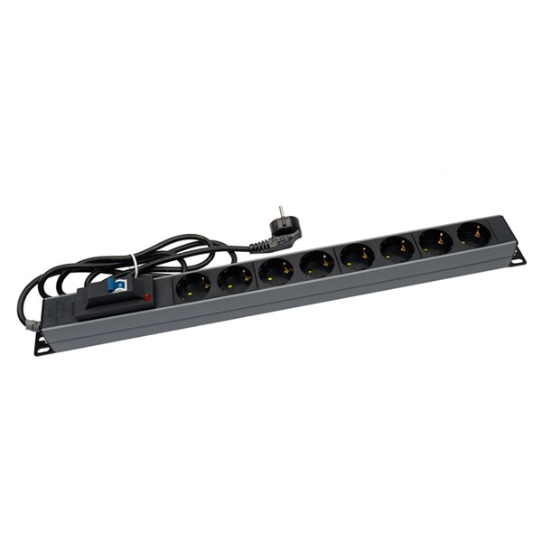 چند راهی 8 خانه ارت دار پارت الکتریک PE2266 Rack Mount با کابل 1/8 متری