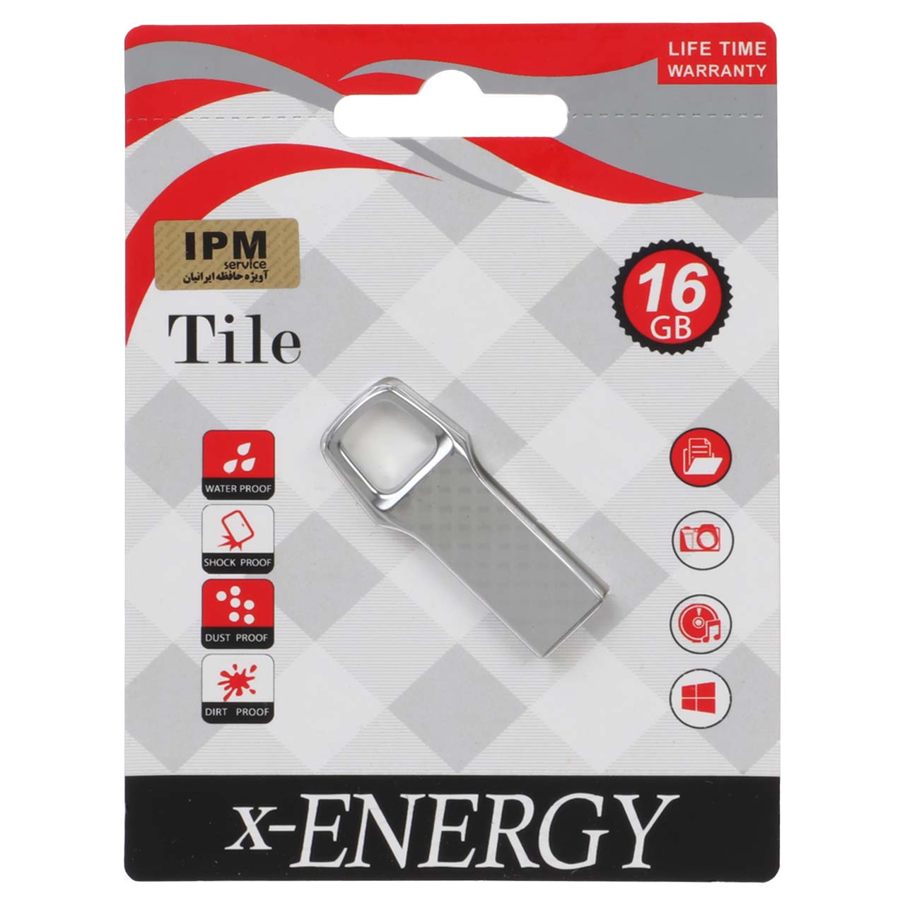 فلش مموری X-ENERGY USB2.0 مدل Tile ظرفیت 16GB - نقره ای (گارانتی مادام العمر IPM)