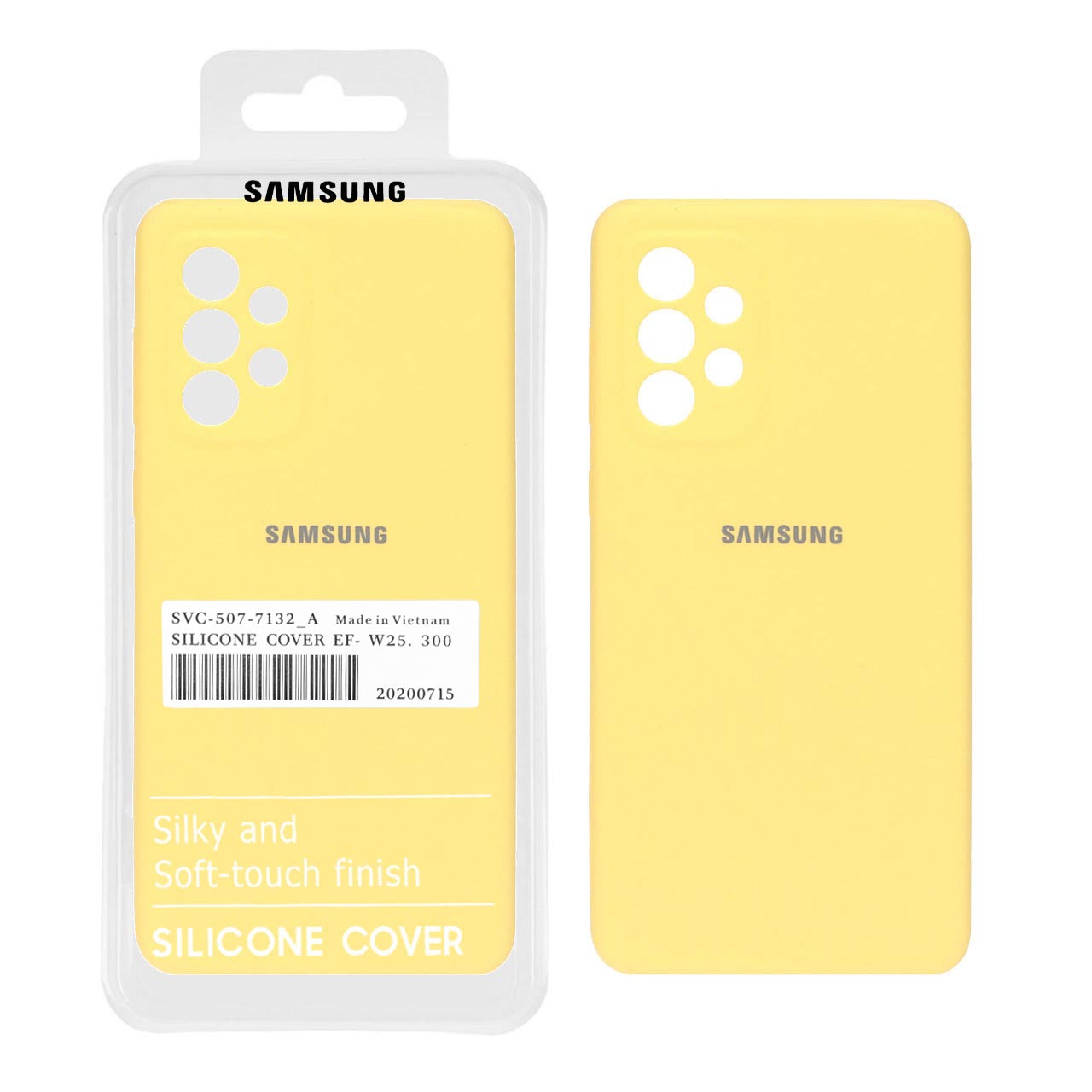 قاب سیلیکونی پاک کنی اورجینال درجه یک Samsung A73 - زرد (پک دار)