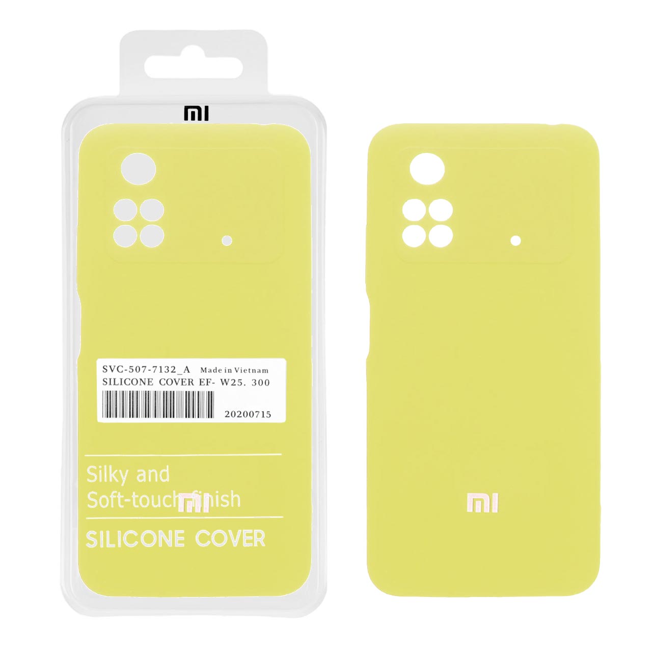 قاب سیلیکونی پاک کنی اورجینال درجه یک Xiaomi Poco M4 Pro-4G - زرد (پک دار)