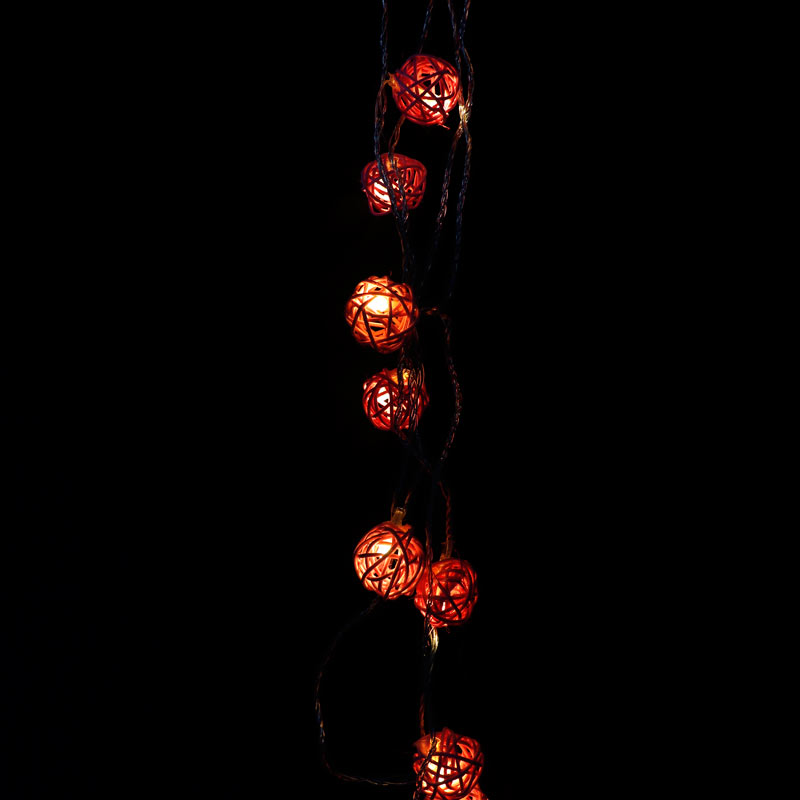 ریسه طرح گوی چوبی صورتی 10 لامپ آفتابی طول 2.5 متر